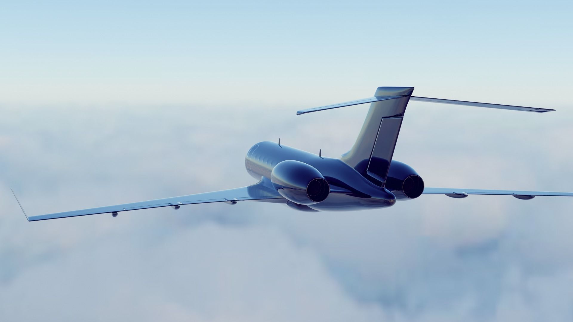 private jet black 3D model_6