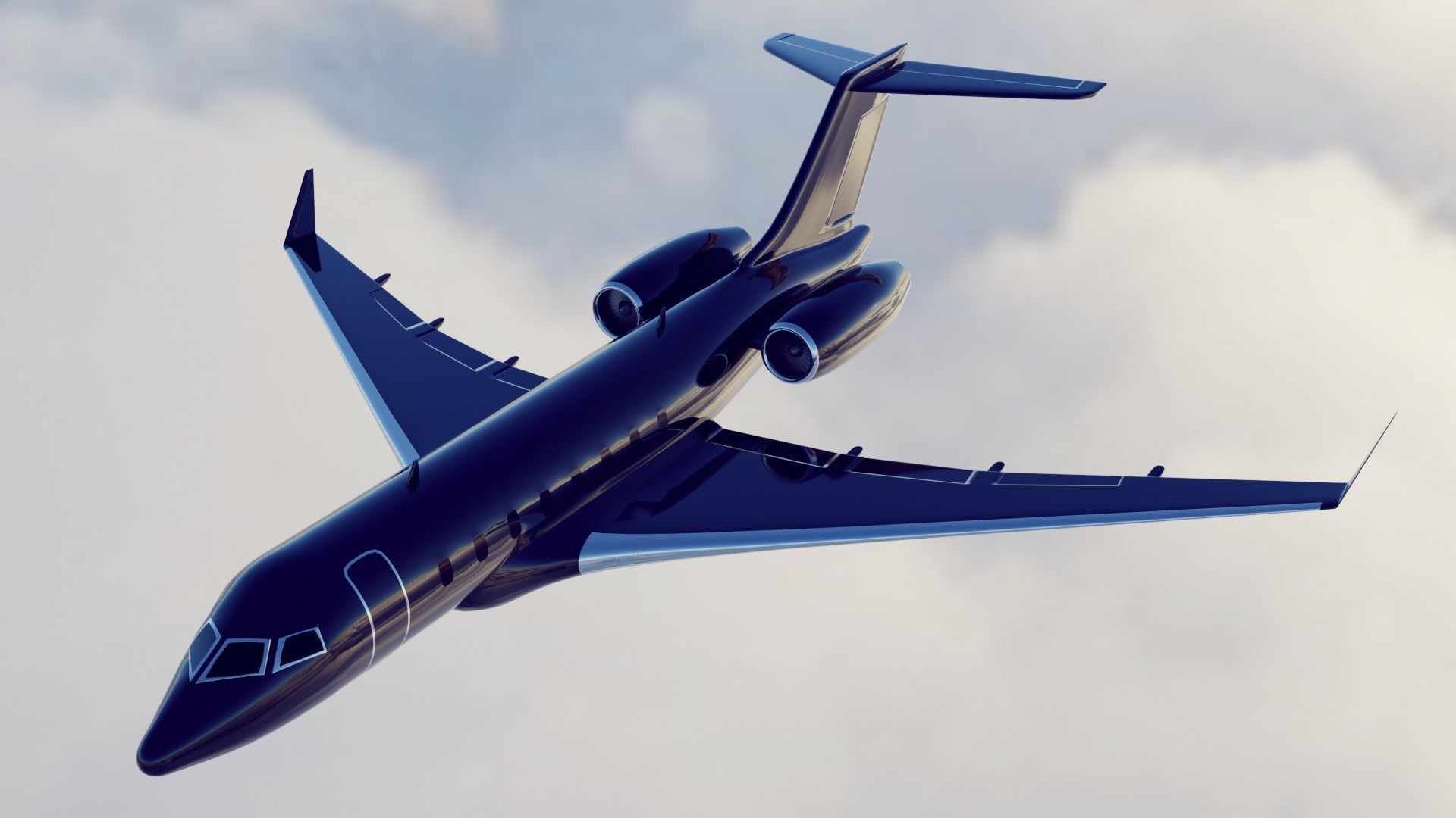 private jet black 3D model_9