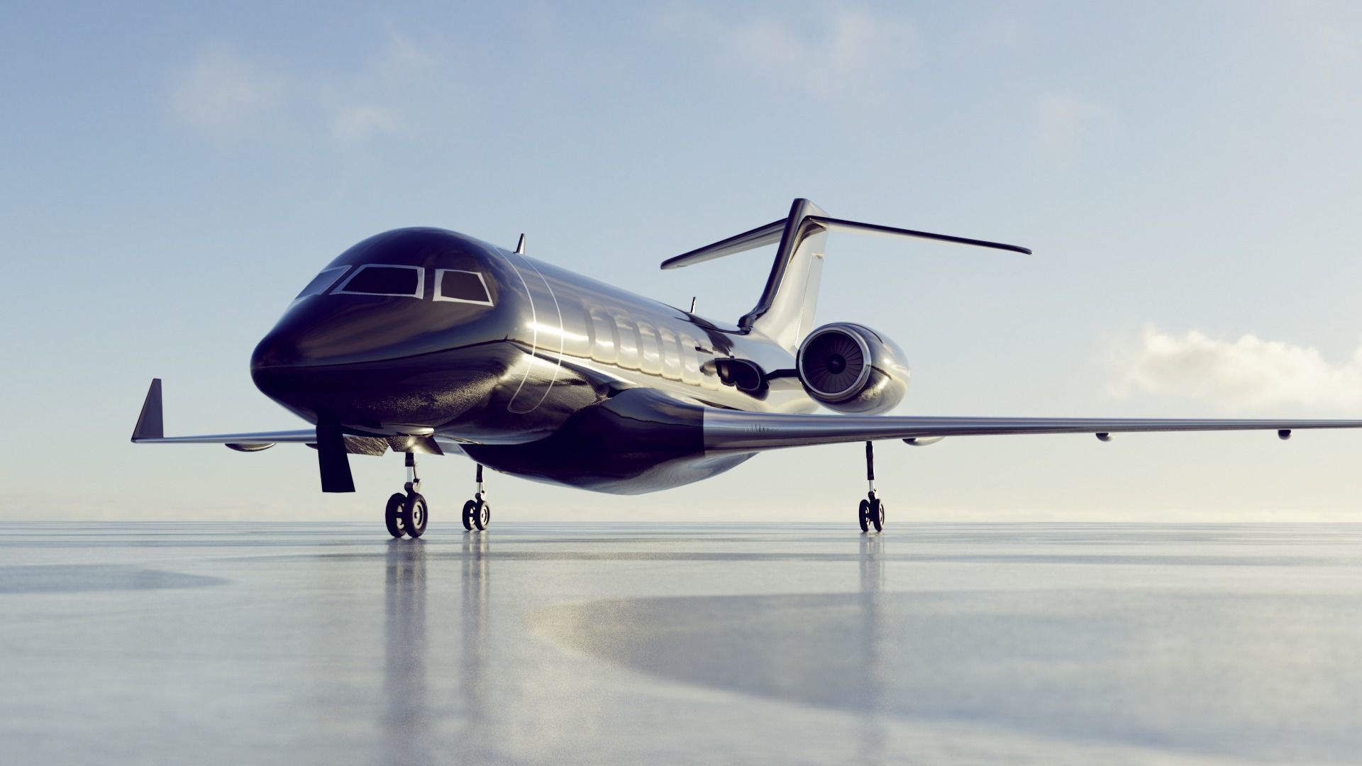 private jet black 3D model_7