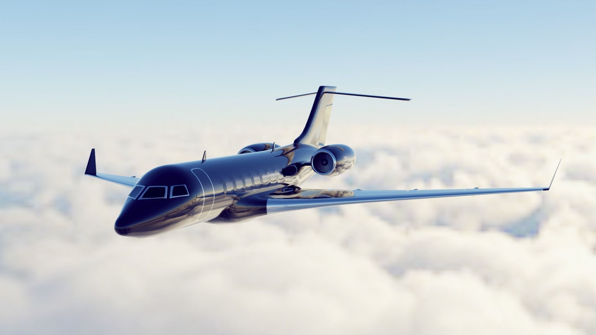 private jet black 3D model_1