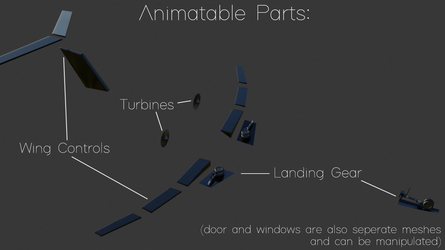 private jet black 3D model_2