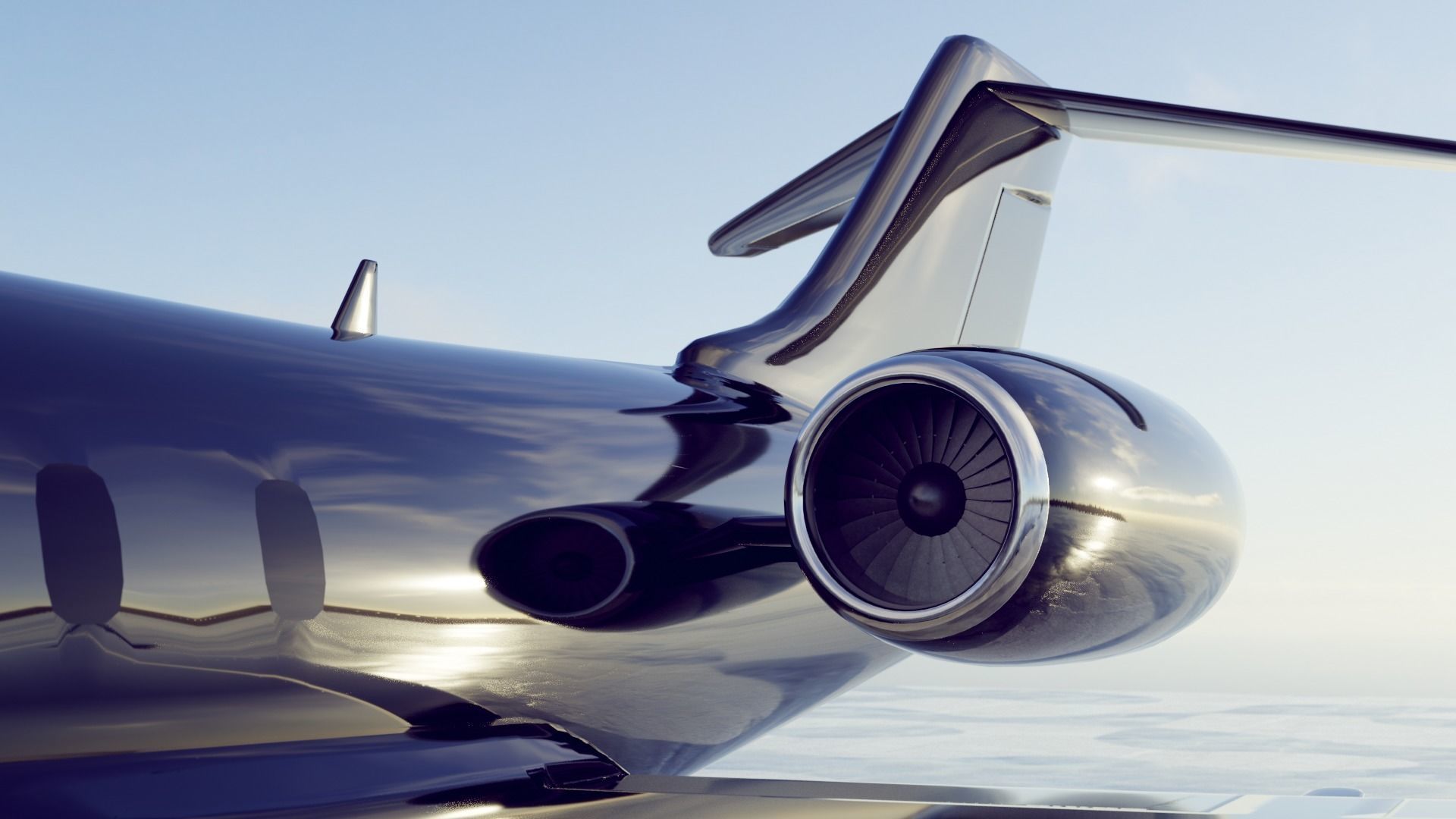 private jet black 3D model_5