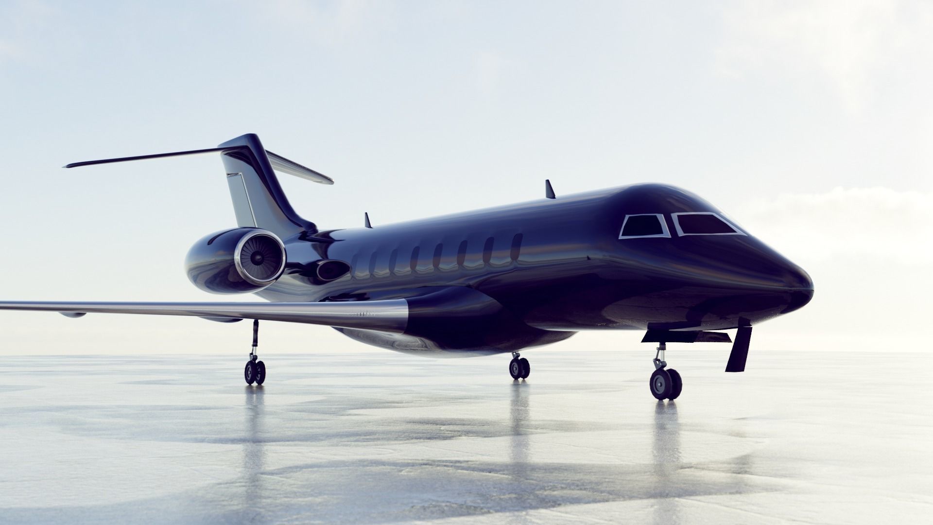 private jet black 3D model_8