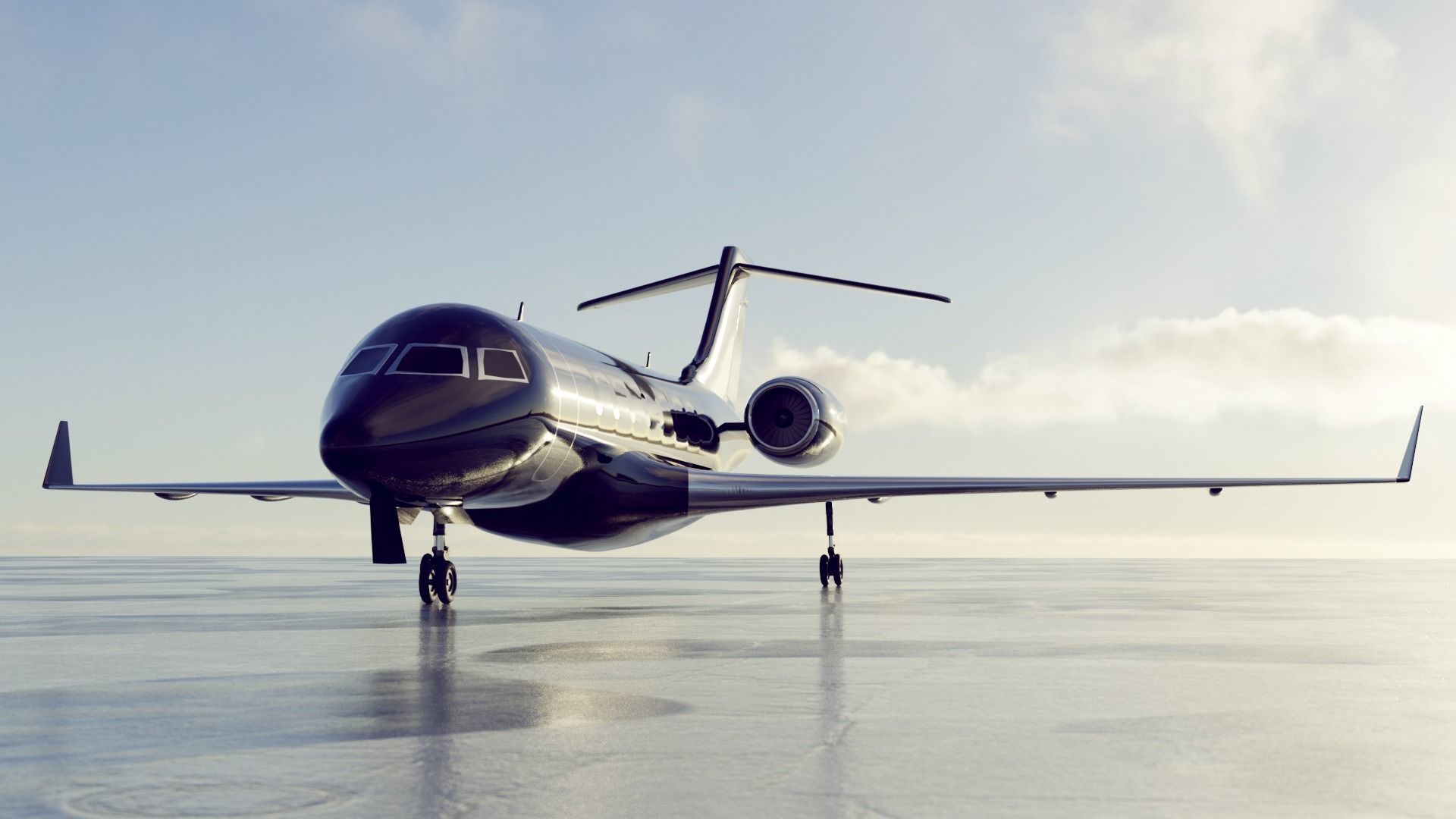 private jet black 3D model_3