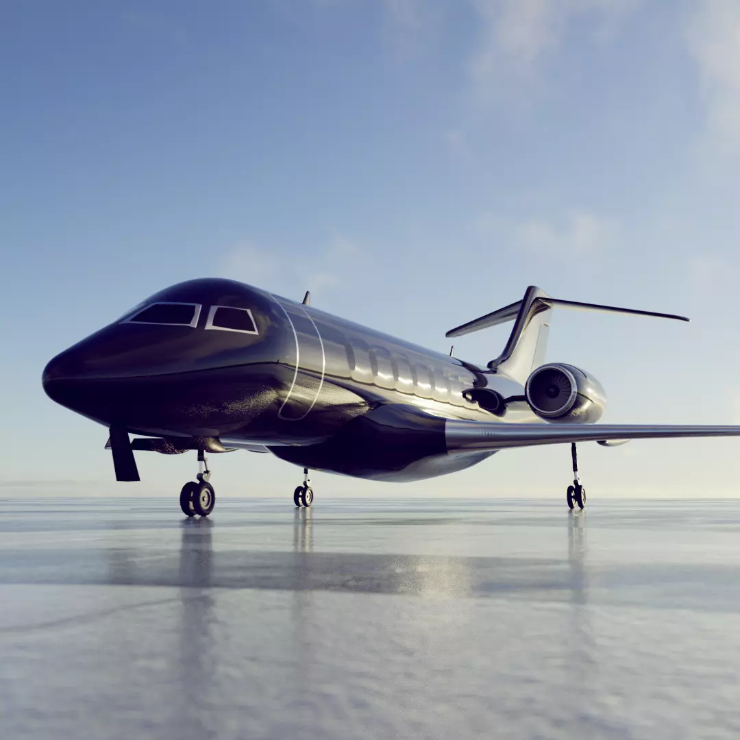 private jet black 3D model_0