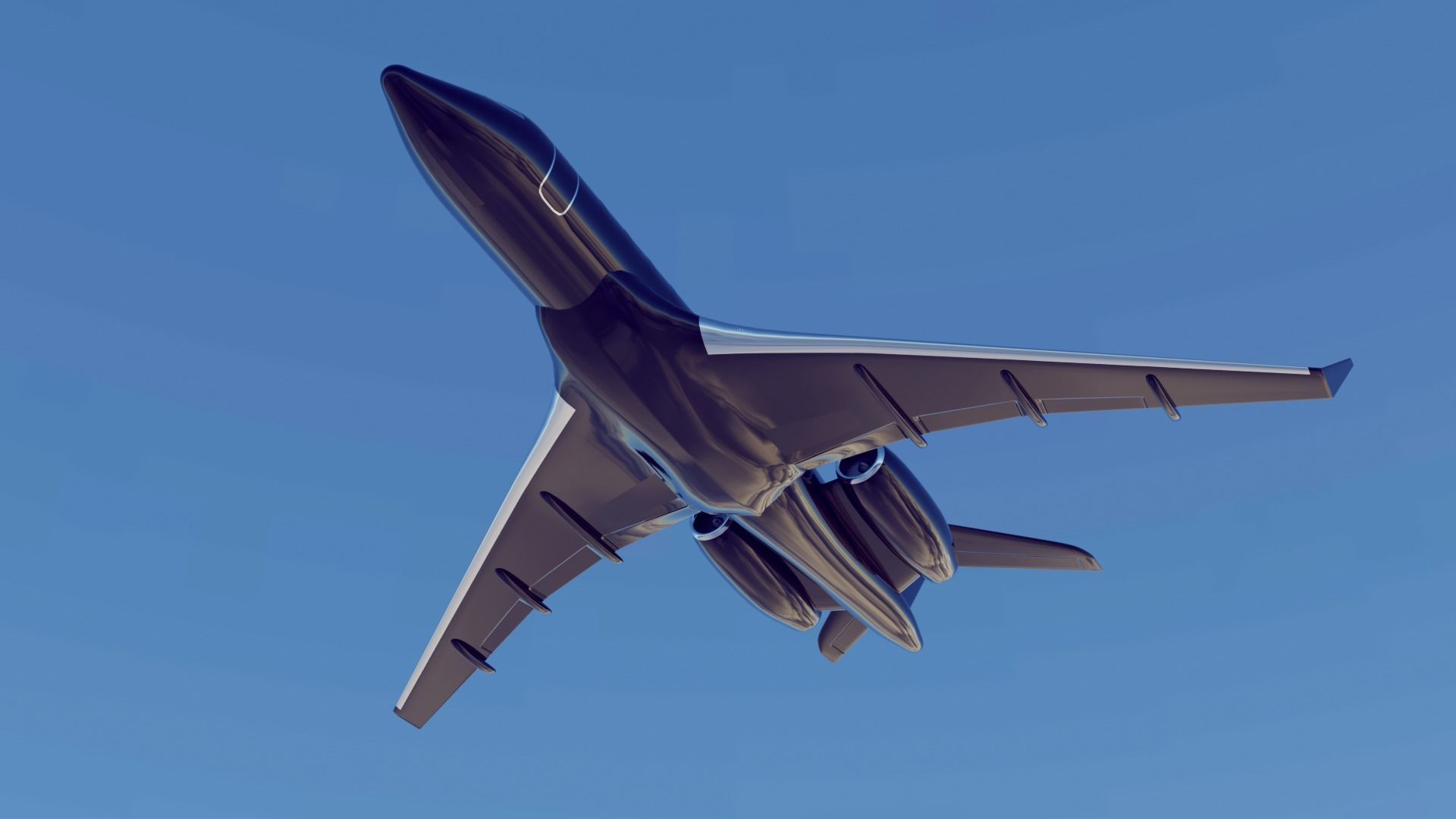 private jet black 3D model_10