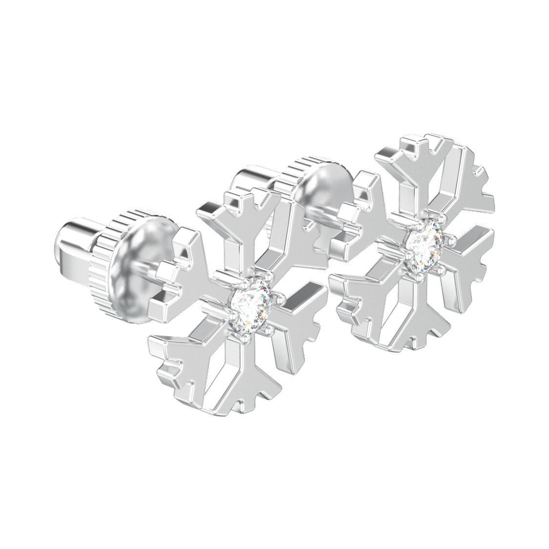 Snowflake new year Christmas diamond earrings 3D print model 3D print model_8
