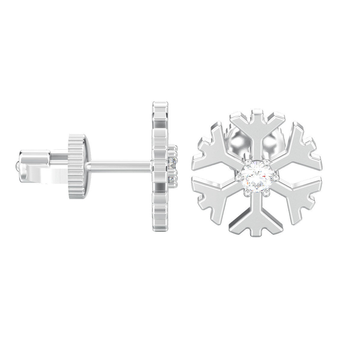 Snowflake new year Christmas diamond earrings 3D print model 3D print model_4