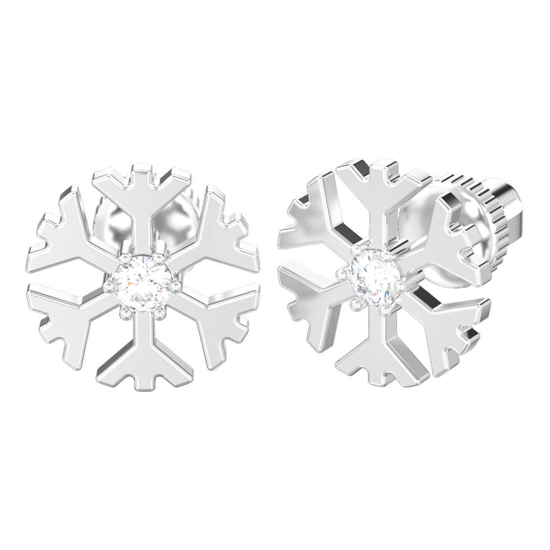 Snowflake new year Christmas diamond earrings 3D print model 3D print model_3