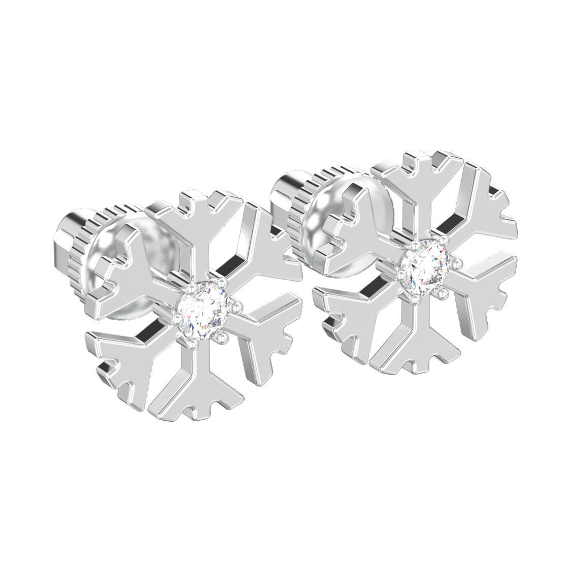 Snowflake new year Christmas diamond earrings 3D print model 3D print model_9