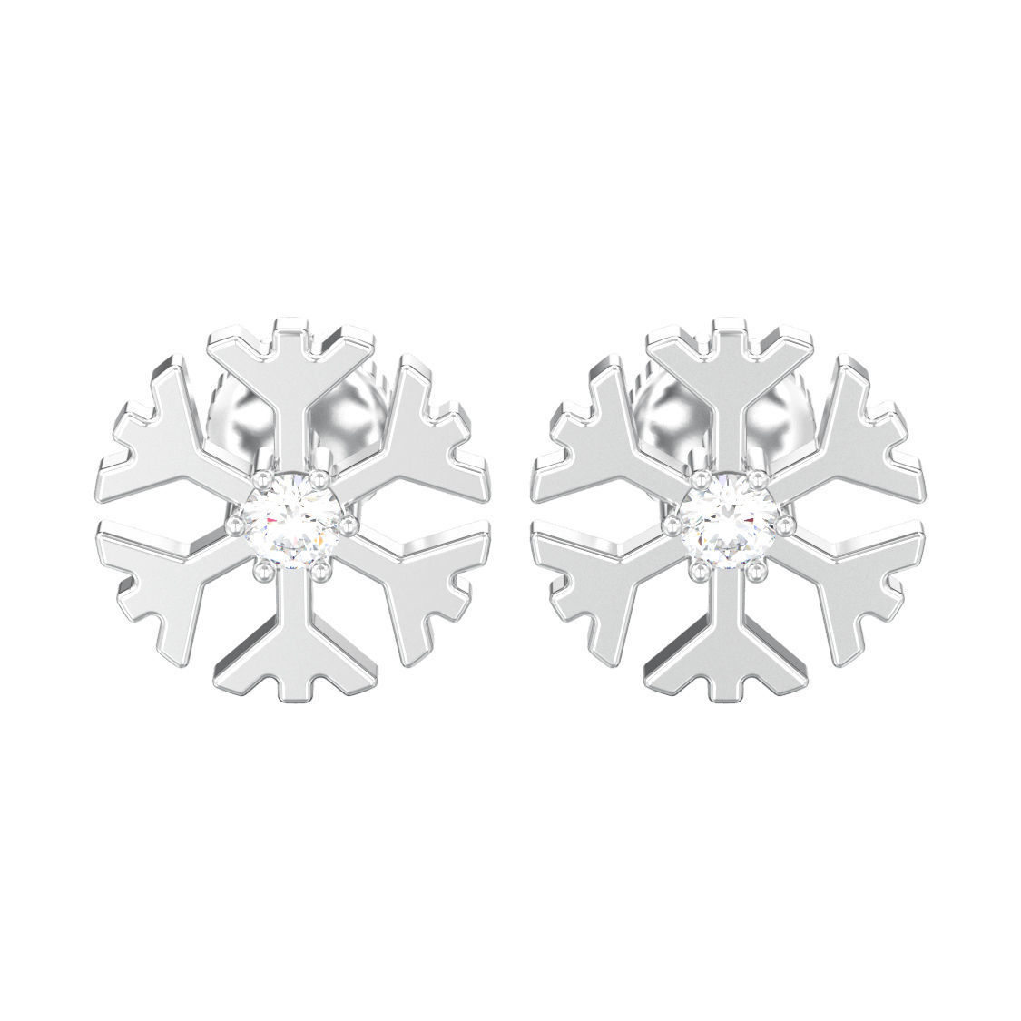 Snowflake new year Christmas diamond earrings 3D print model 3D print model_1