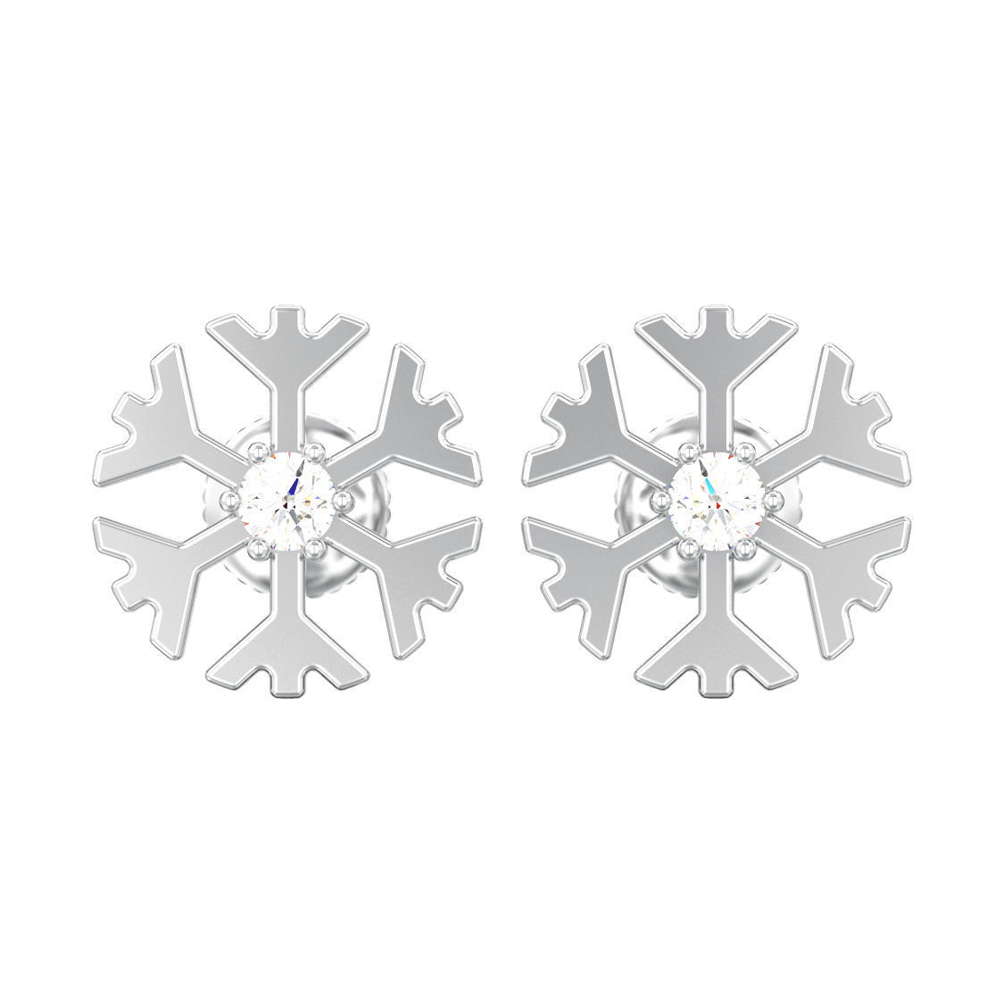 Snowflake new year Christmas diamond earrings 3D print model 3D print model_5