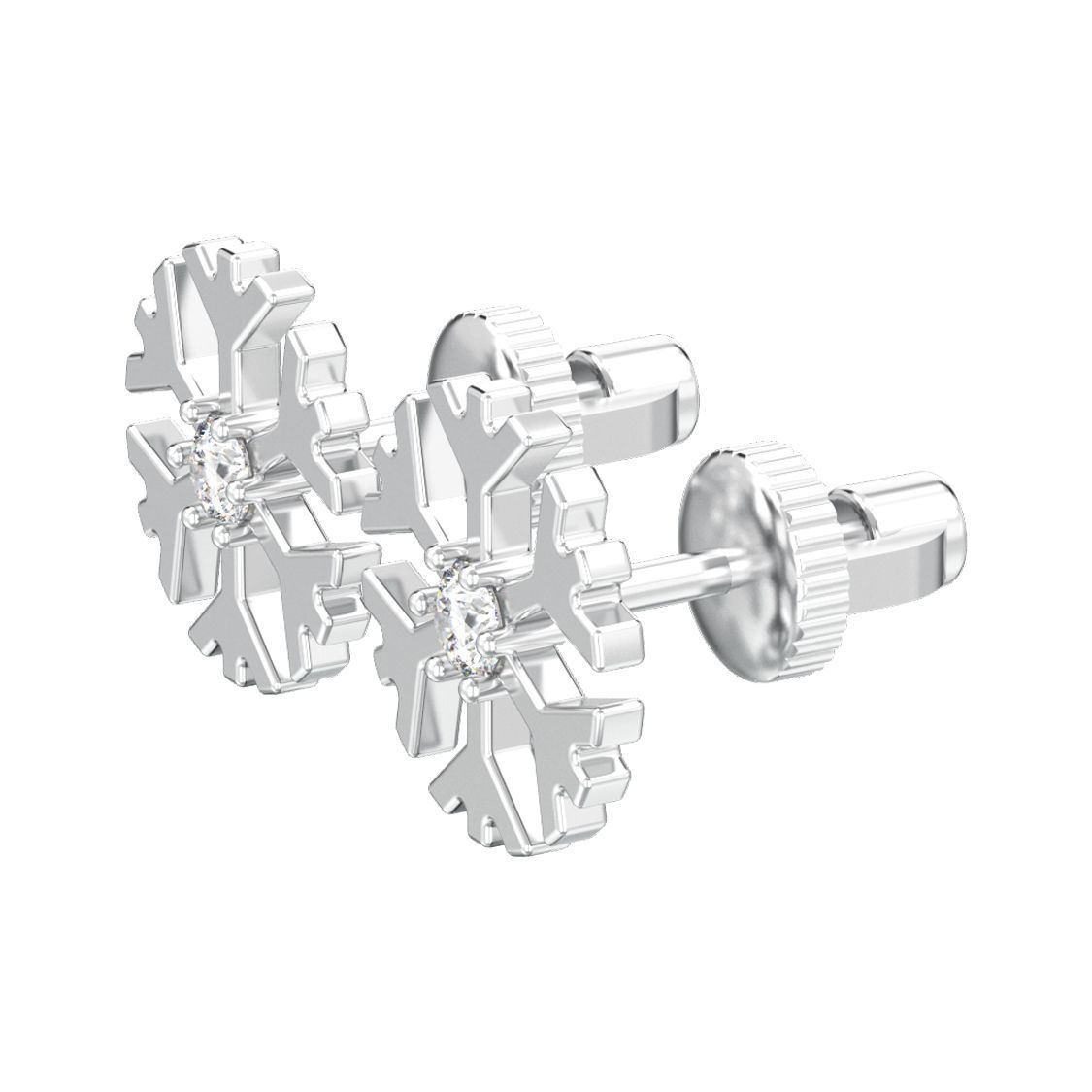 Snowflake new year Christmas diamond earrings 3D print model 3D print model_10