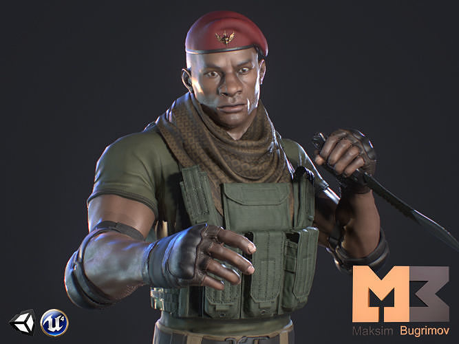 Soldier Marine Low-poly 3D model
