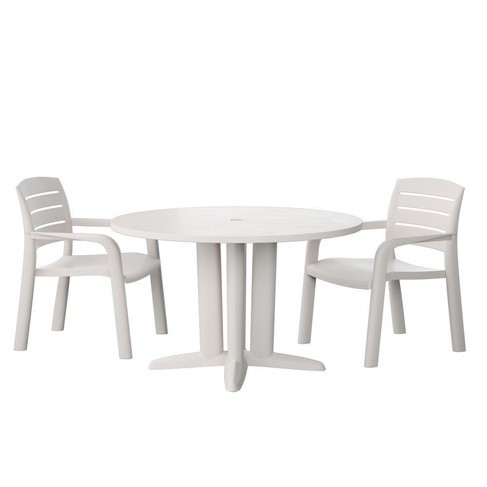 Garden Table Round 02 Low-poly 3D model_4