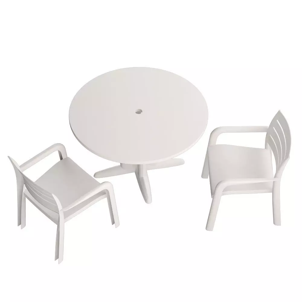 Garden Table Round 02 Low-poly 3D model_0