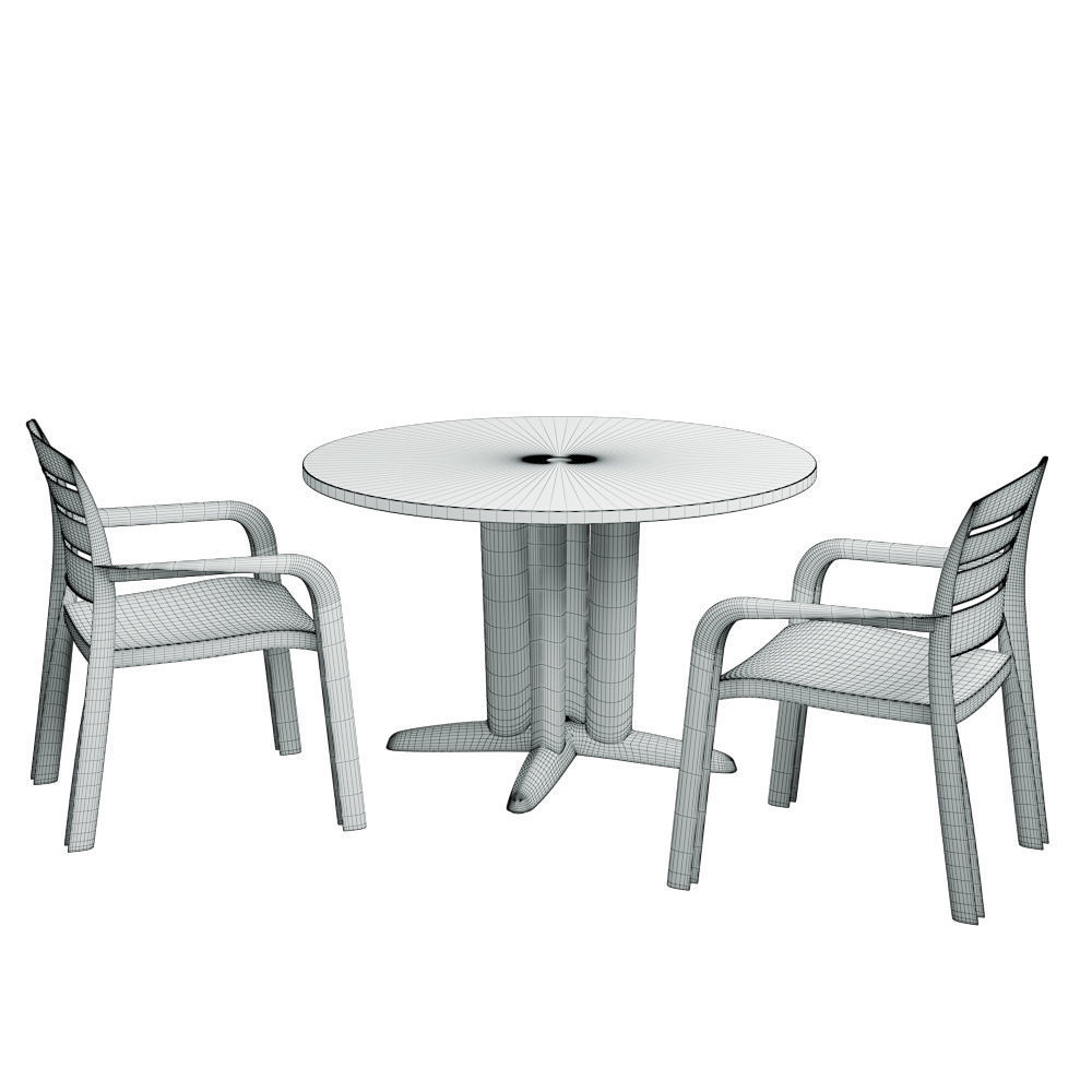 Garden Table Round 02 Low-poly 3D model_3