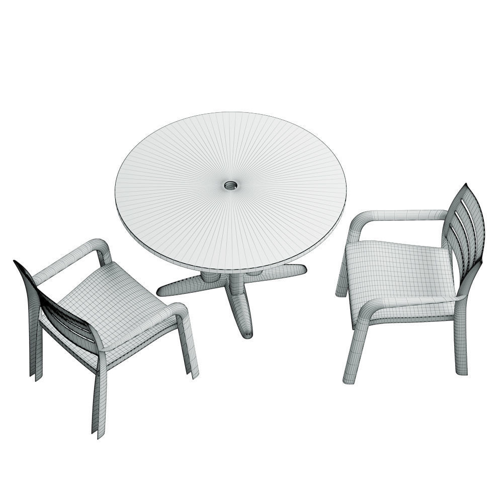 Garden Table Round 02 Low-poly 3D model_1