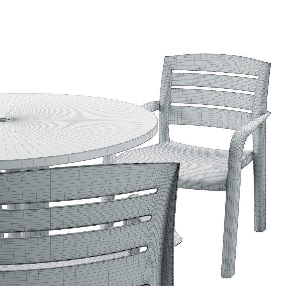 Garden Table Round 02 Low-poly 3D model_7