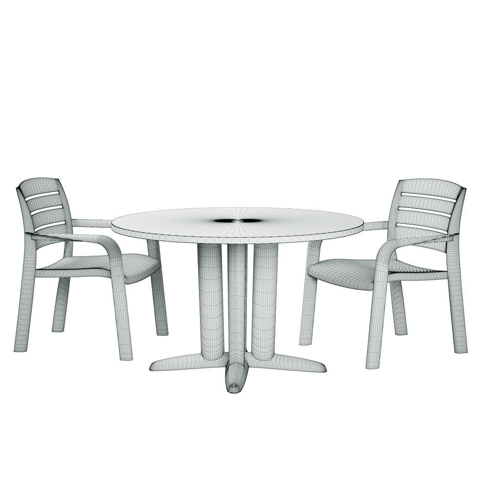 Garden Table Round 02 Low-poly 3D model_5