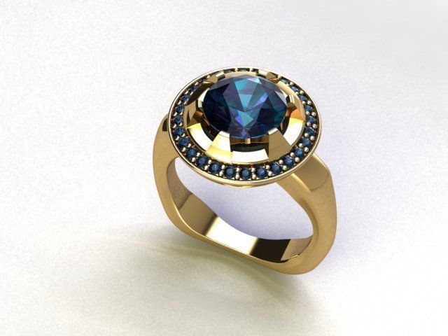 golden-ring gold ring with sapphires 3D print model_1