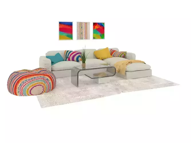 Living room Modern Sofa Set 3D model