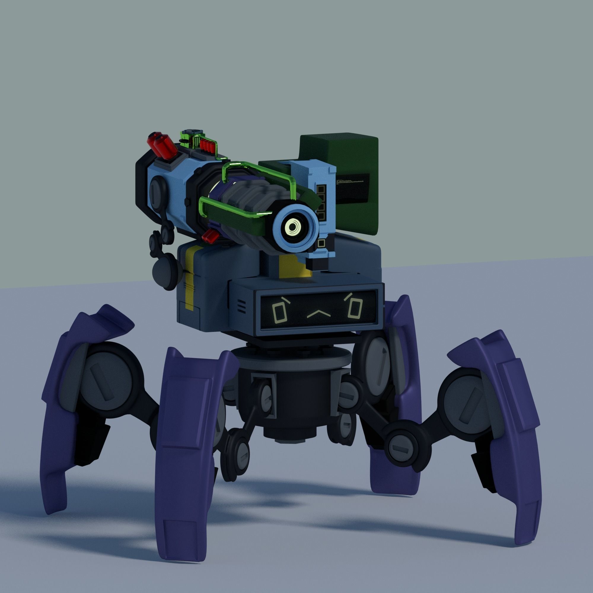 Robot science space military Low-poly 3D model_8