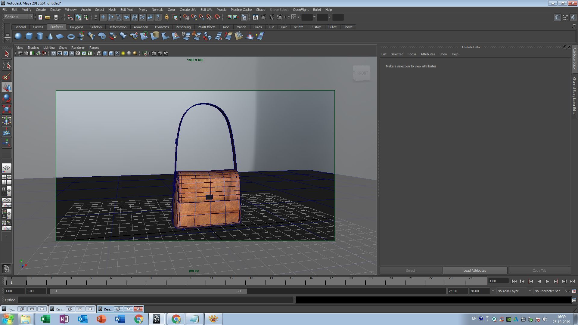 leather old bag 3d model 3D model_1