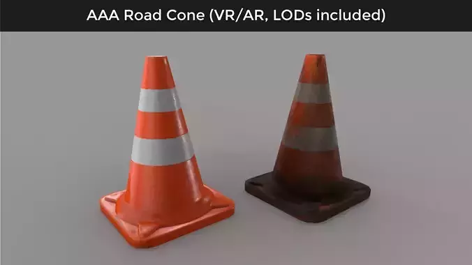 Traffic Road Cone - 3D VR AR game ready Free low-poly 3D model
