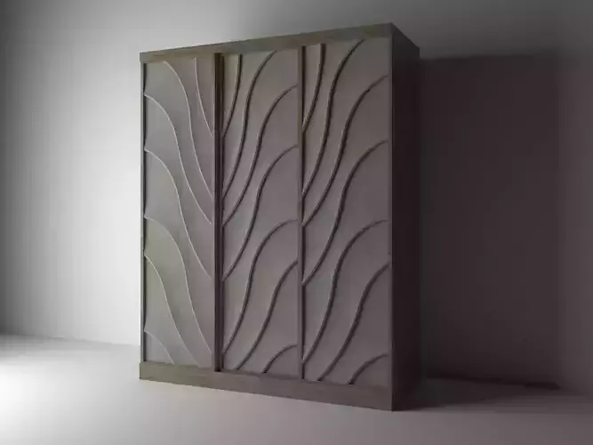 Wardrobe wooden cabinet with waves