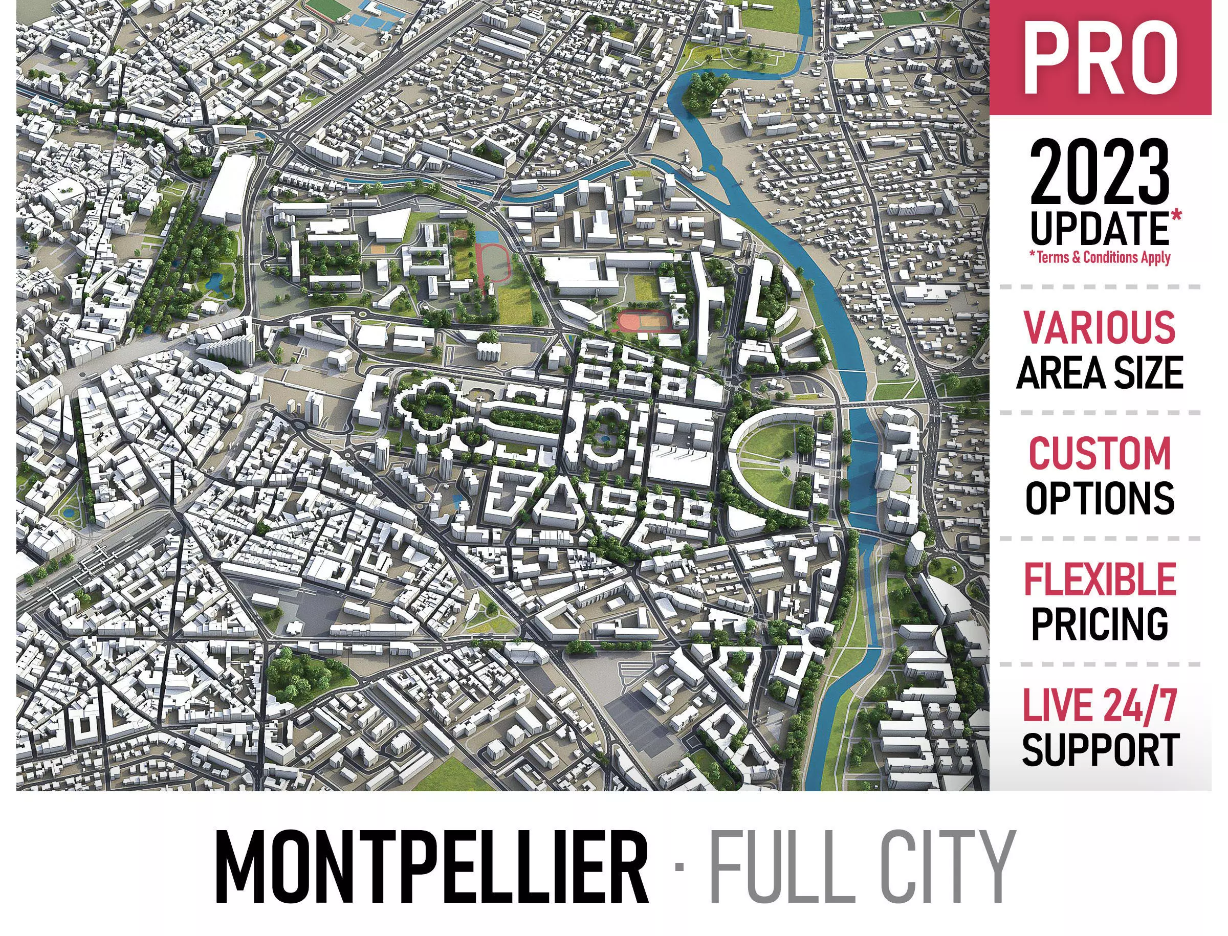 Montpellier - 3D City Model Low-poly 3D model