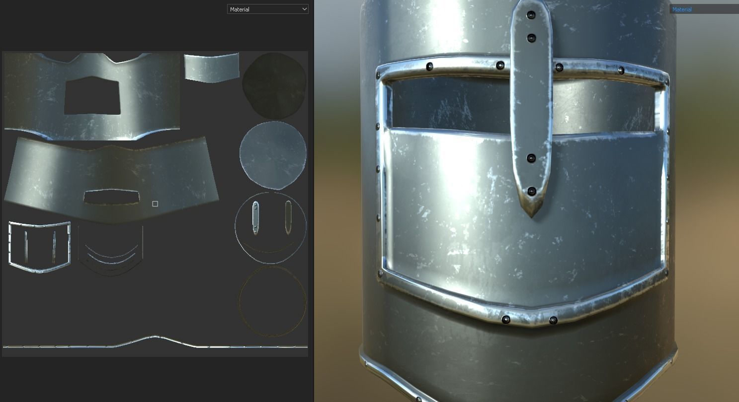 Great Helm Low-poly 3D model_7