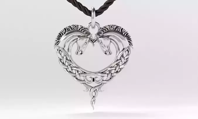 silver celtic heart pendant 3D print model