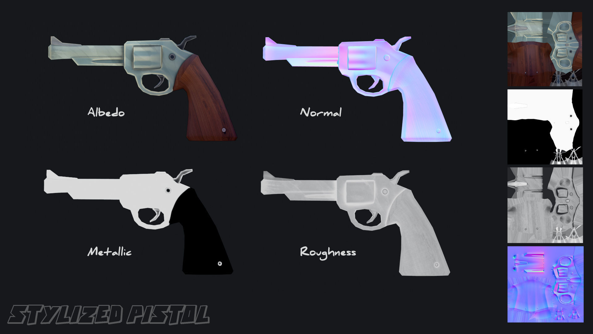 Stylized Pistol - Game Asset Low-poly 3D model_4