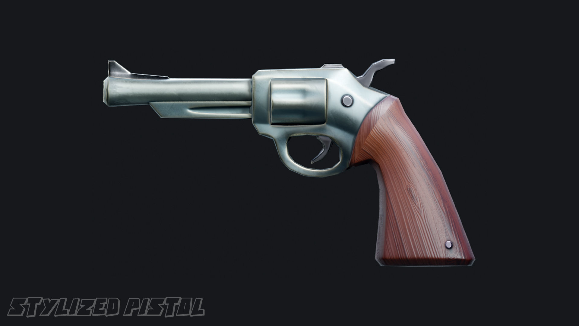 Stylized Pistol - Game Asset Low-poly 3D model_1
