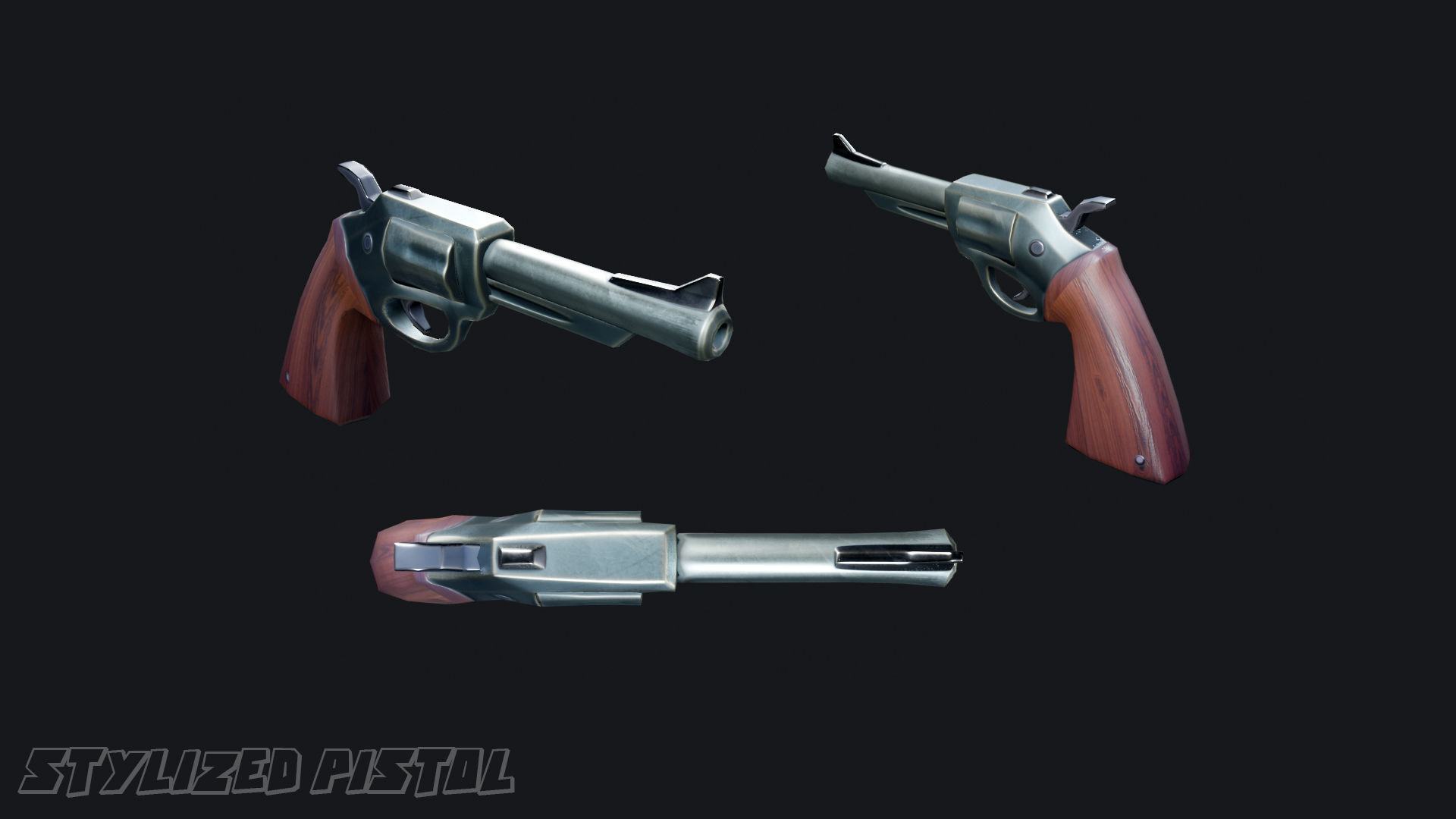 Stylized Pistol - Game Asset Low-poly 3D model_3