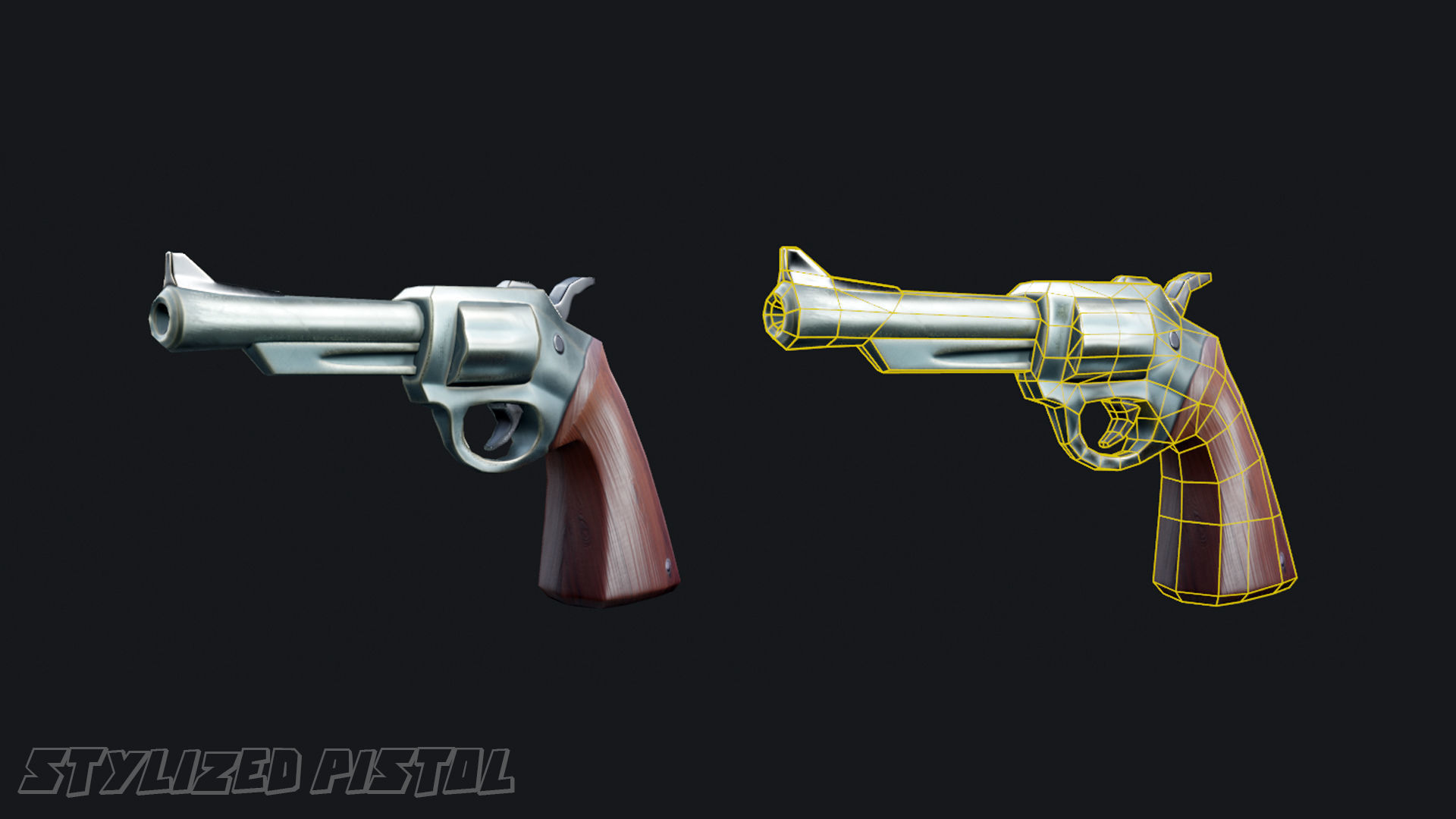 Stylized Pistol - Game Asset Low-poly 3D model_2