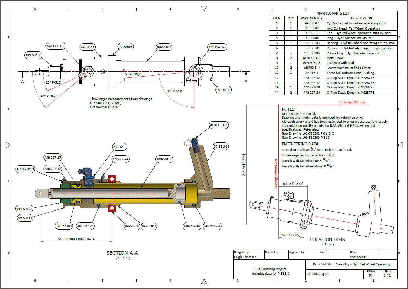 P-51D Mustang Strut Assembly - Hydraulic Tail Wheel Operating 3D print model_5