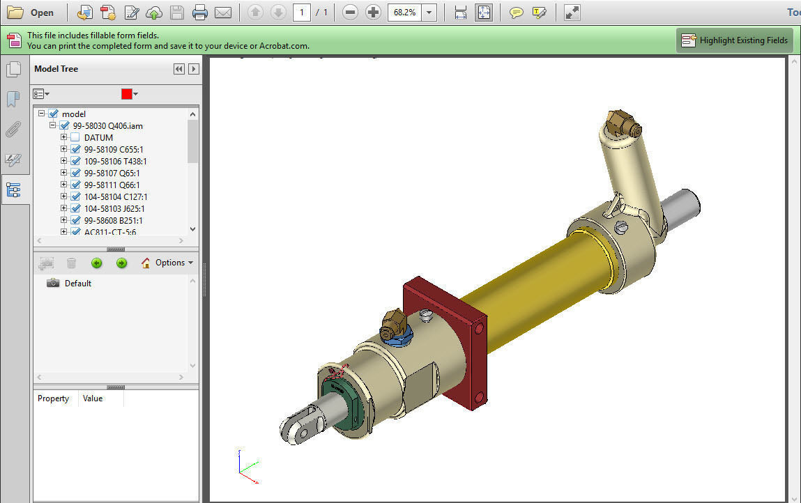 P-51D Mustang Strut Assembly - Hydraulic Tail Wheel Operating 3D print model_4