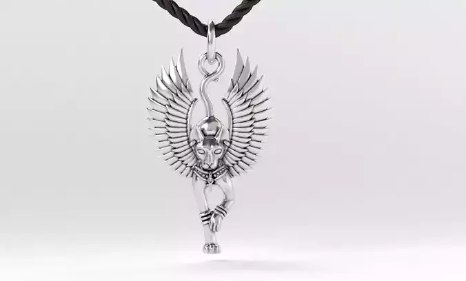 silver egyptian cat pendant
