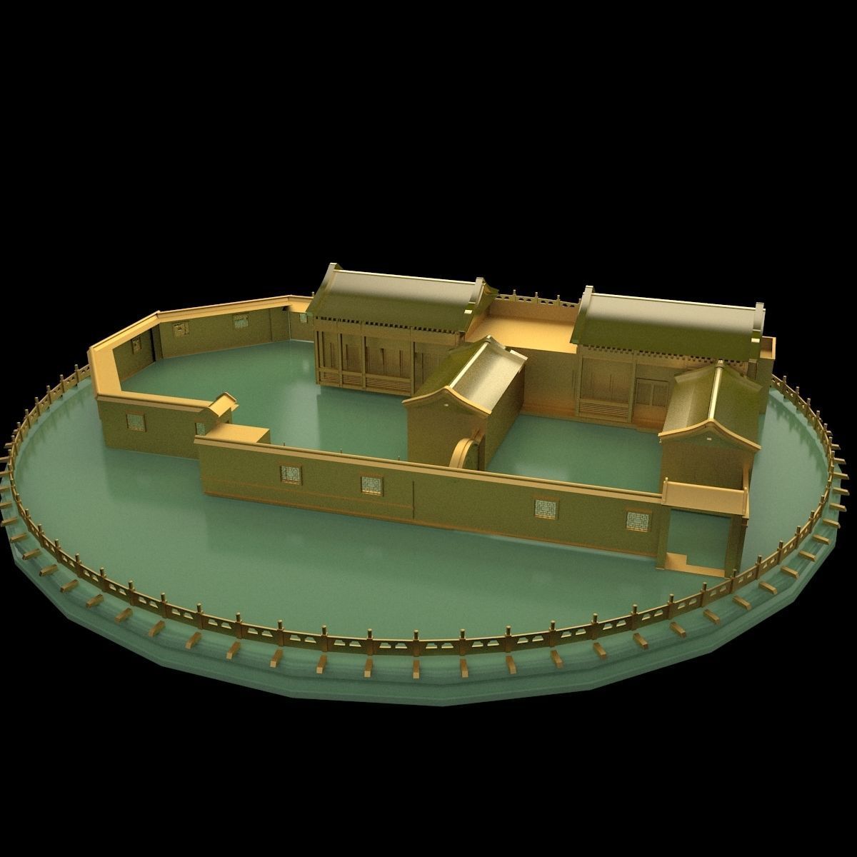 Chinese courtyard house 3D model_3