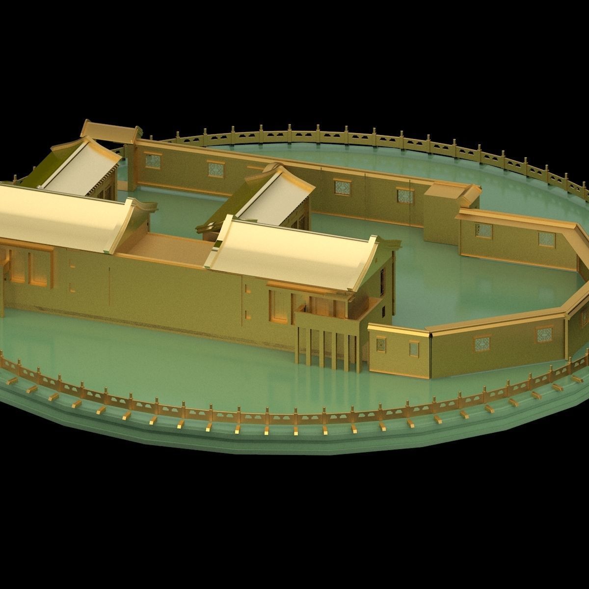 Chinese courtyard house 3D model_1