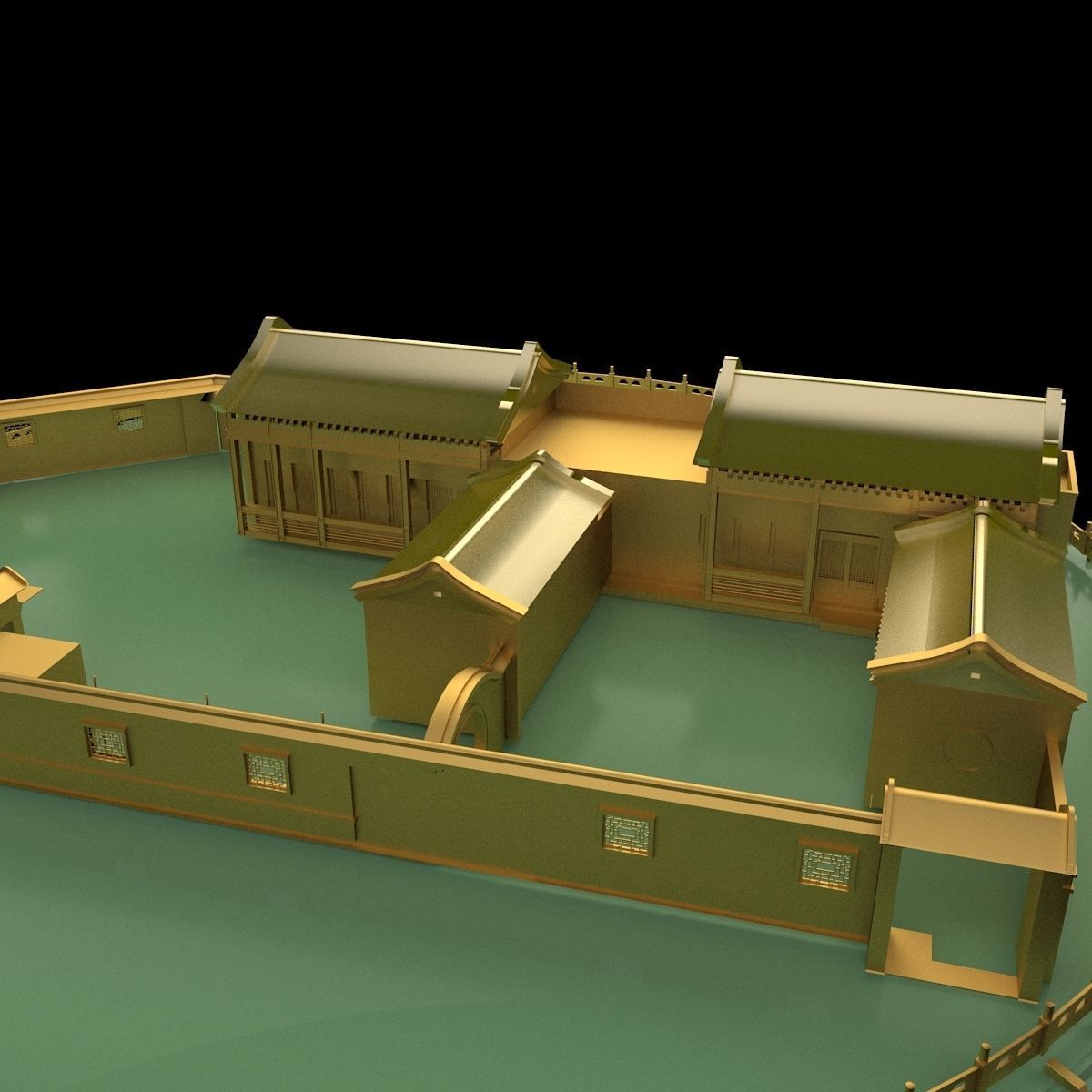Chinese courtyard house 3D model_2