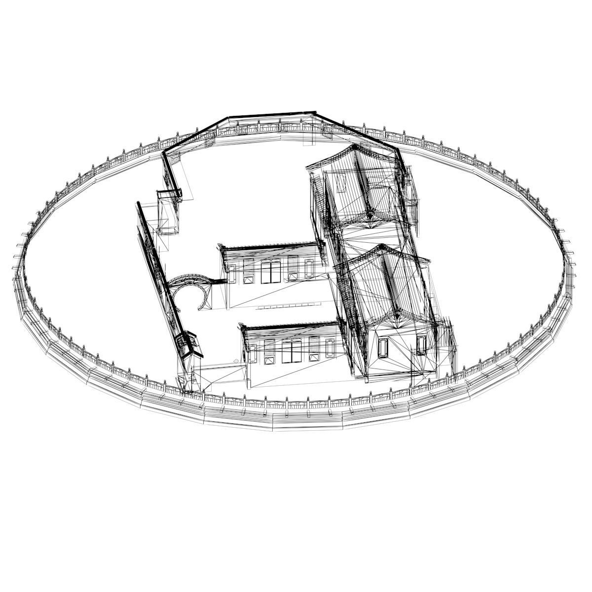 Chinese courtyard house 3D model_7