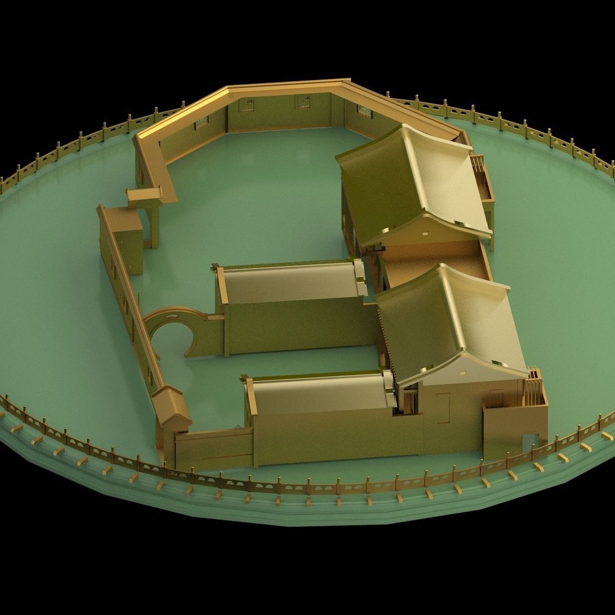 Chinese courtyard house 3D model_4