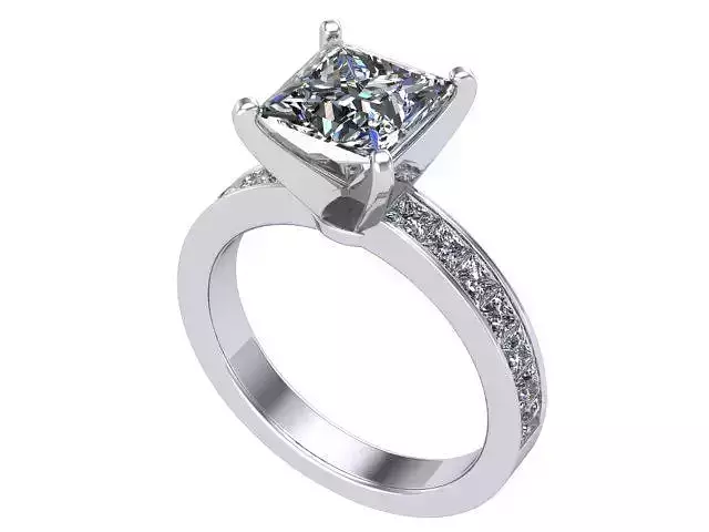 V Ring princess cut diamond engagement
