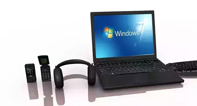 mobile headphone labtop keyboard 3d model