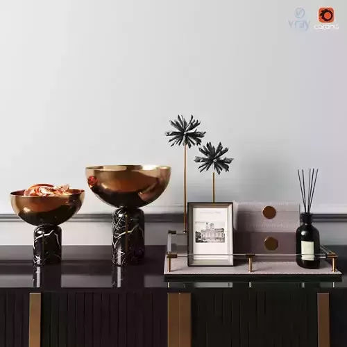 West Elm decor set brass gold bowl pinecone reed diffuser 