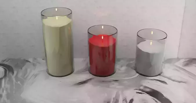 Candle three candles on marble table