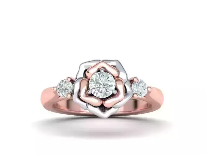Rose Ring Three Stone Engagement ring 3dmodel